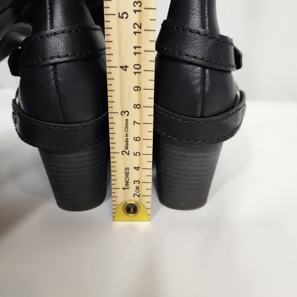 American Rag Co AEBONI Womens Black Knee High Boots Sz 5M Block Heel Harness Zip - Picture 15 of 16